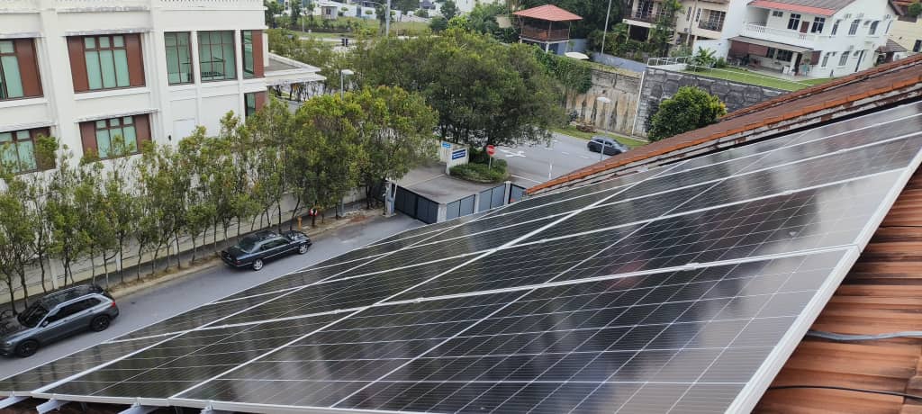 Rows of CSSB solar panels installed on a tiled home roof